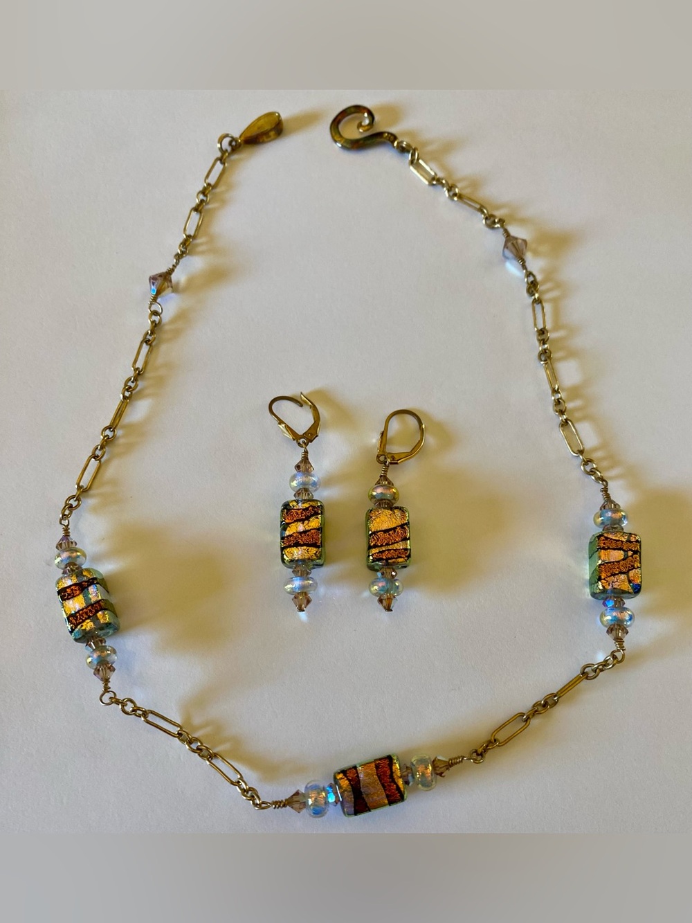 Sterling Silver Necklace and Earrings Set, Handmade Beaded Jewelry
